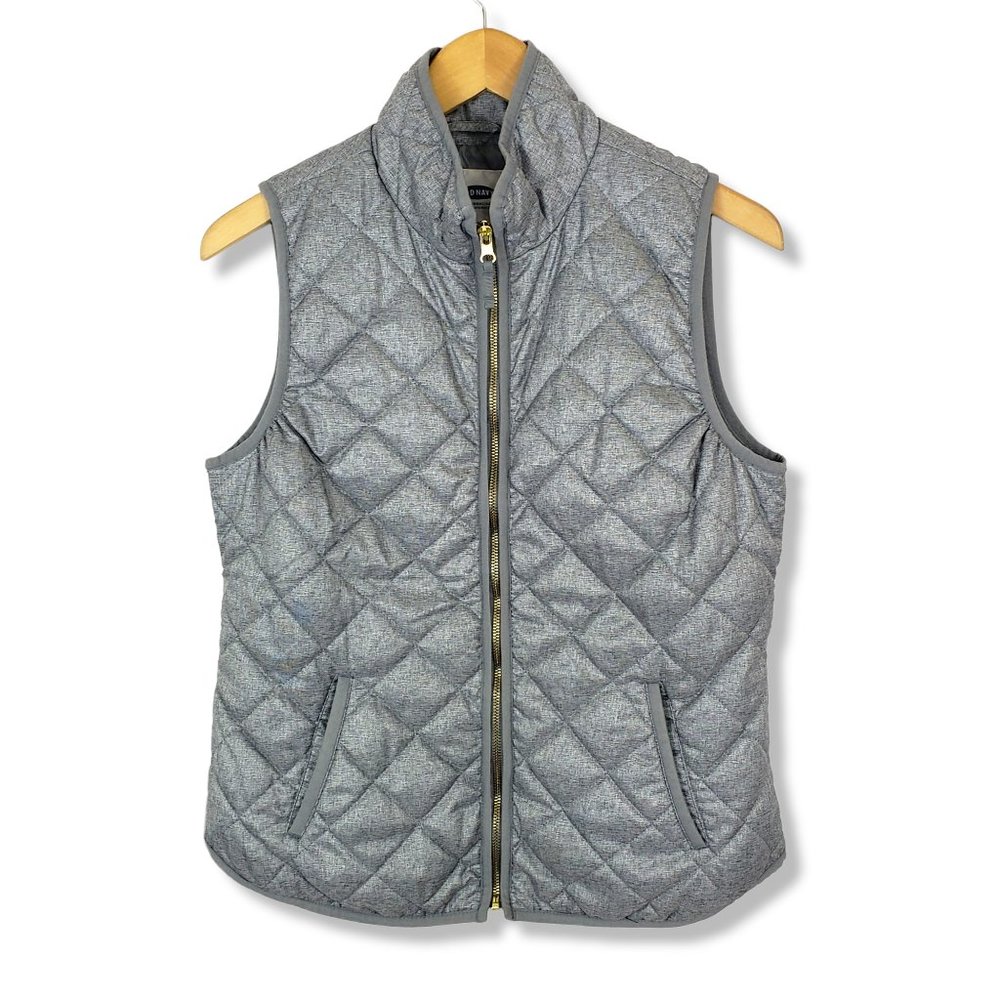 Old Navy Grey Quilted Zip-up Puffer Vest Size Medium